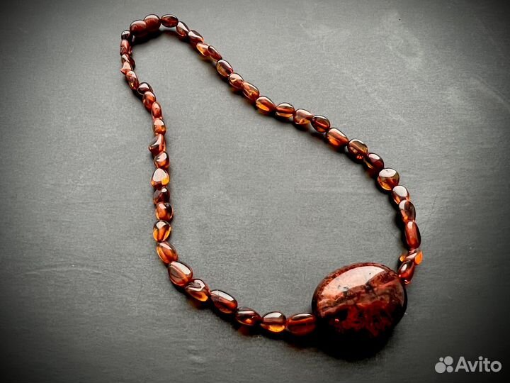 Чокер из натурального янтаря 40 см