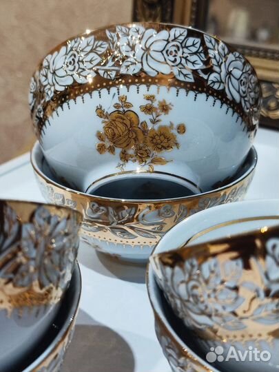 Пиалы золотая роза Чехия