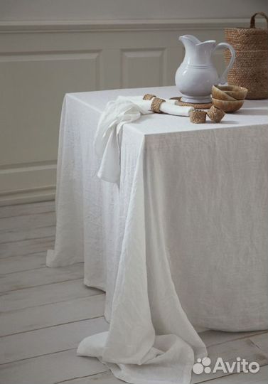 Скатерть льняная белая hm home