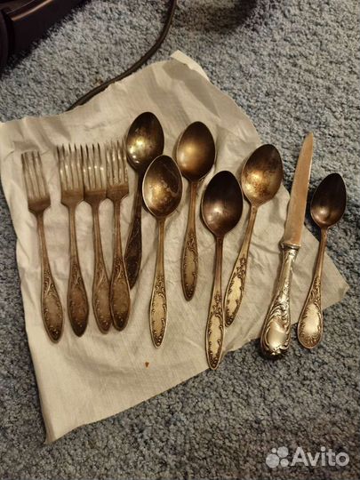 Набор столовых приборов мельхиор Олимпиада пламя