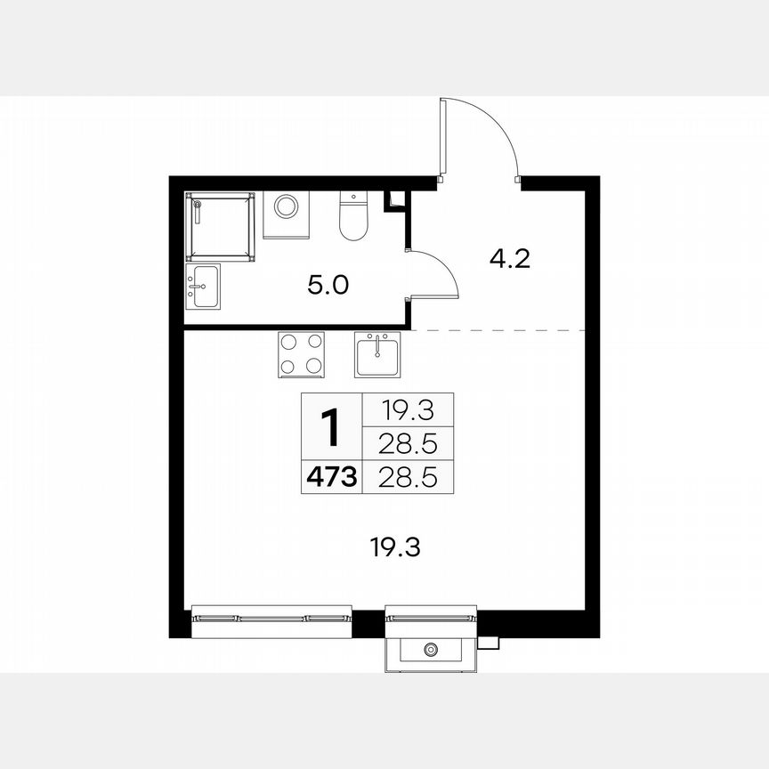 Квартира-студия, 28,5 м², 11/23 эт.