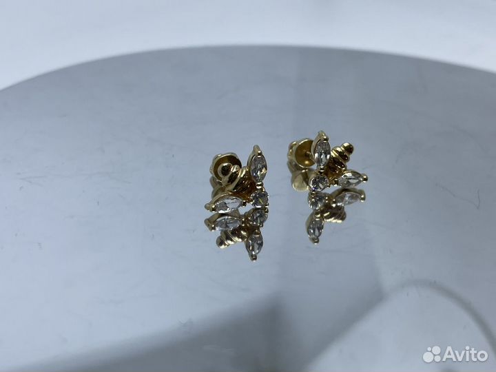 Золотые серьги гвоздики «Пчелки»