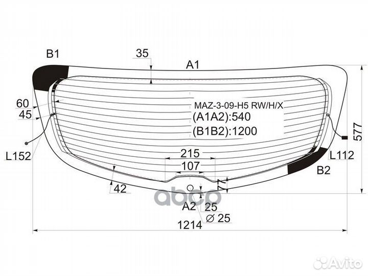 Стекло заднее с обогревом mazda 3 5D HBK 09-13