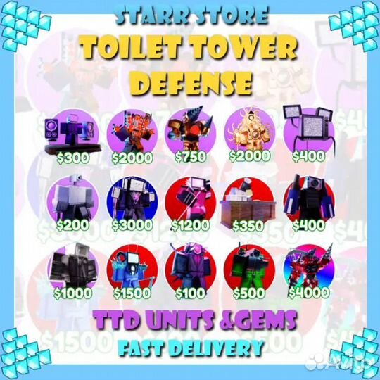 Любые Юниты и Гемы Toilet Tower Defence / TTD
