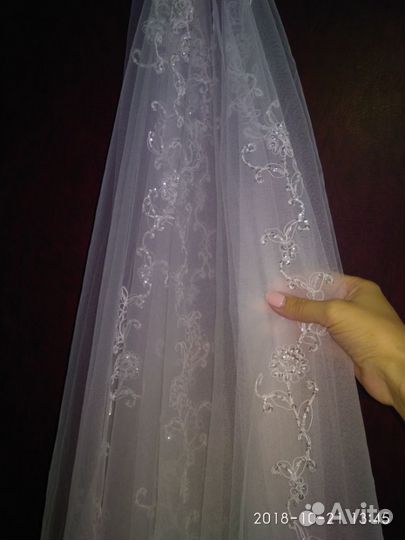 Фата с вышивкой длинная двойная