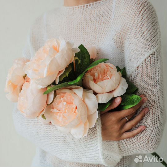 Искусственный букет цветов из 10 голов пиона