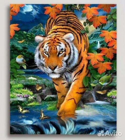 Алмазная мозаика на подрамнике 40*50 Тигр