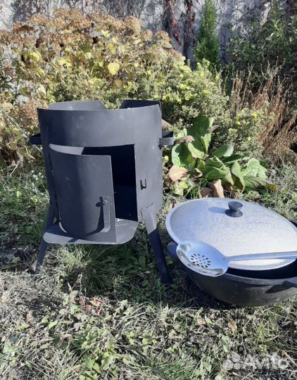 Чугунный казан 12л с печкой