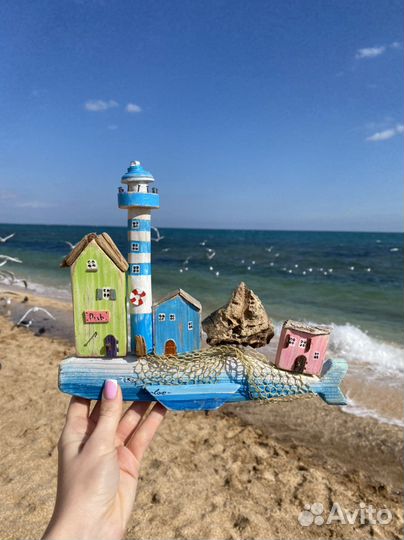 Ключница из дрифтвуда, домики из дерева, маяки