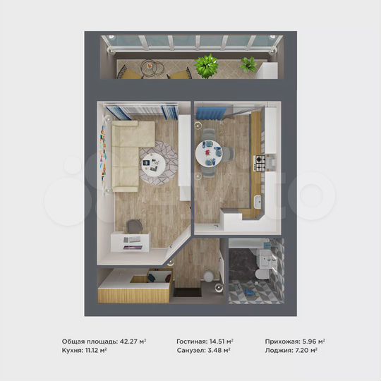 1-к. квартира, 42,3 м², 8/9 эт.