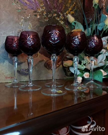 Фужеры, Бокалы хрусталь, Чехословакия,Винтаж