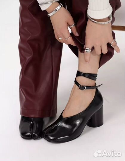 Туфли tabi таби черные эко кожа