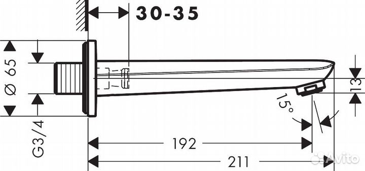 Излив на ванну Hansgrohe Novus 192 71320000