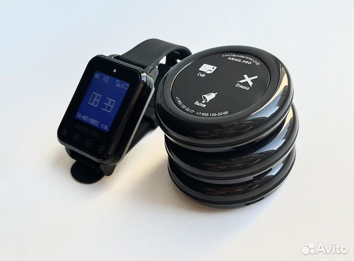 Беспроводная кнопка вызова официанта и часы