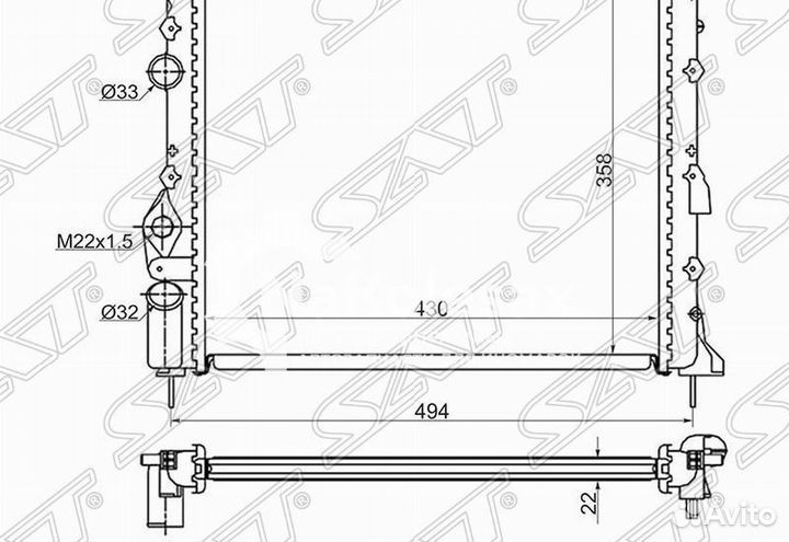 Радиатор renault logan 04-08/megane 95-02/scenic 9