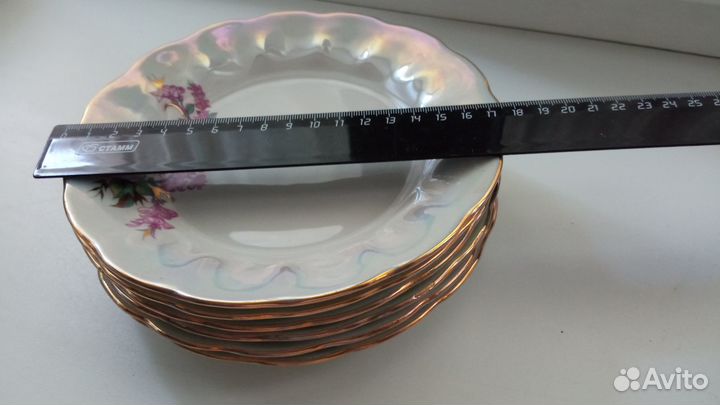 Тарелки 17 см. 6 штук. Винтаж. 90 г. Коростень. фз