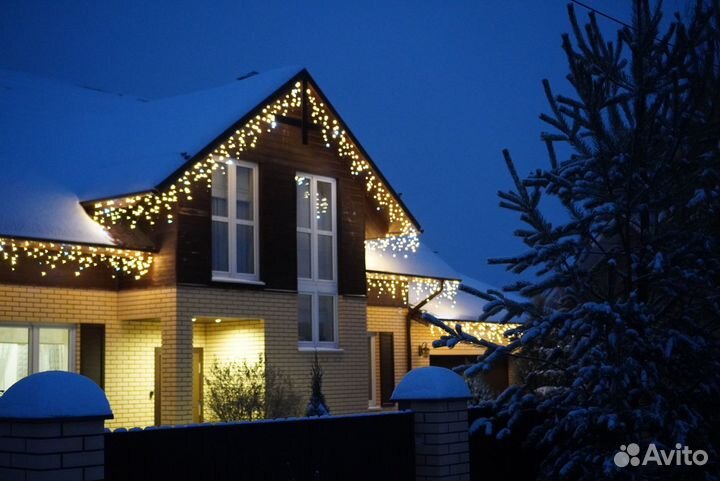 Гирлянда Уличная бахрома 100L LED 3х0,6м черн.пров