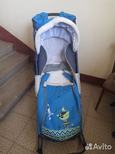 Детские санки коляска с колесами