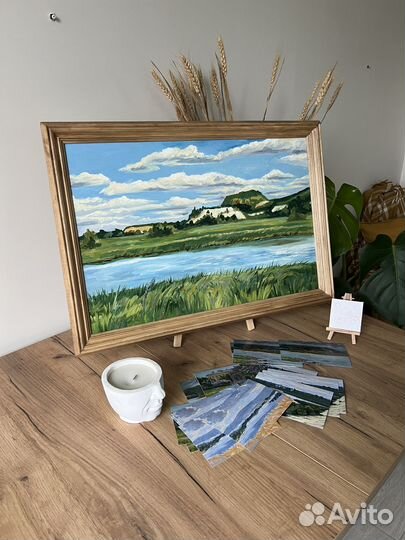 Картина маслом на холсте пейзаж. Лето