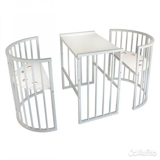 Детская круглая овальная кроватка 7в1 с маятником