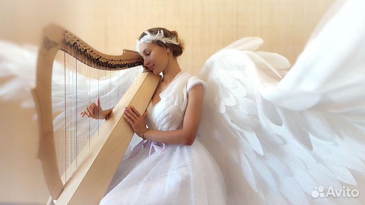 Ангел и арфа на свадьбу, на мероприятие. Шоу ангел