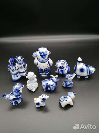 Коллекция фигурок животных Гжель