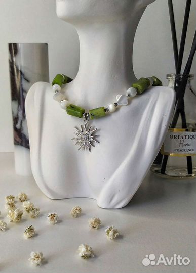 Колье чокер бисер натуральные камни