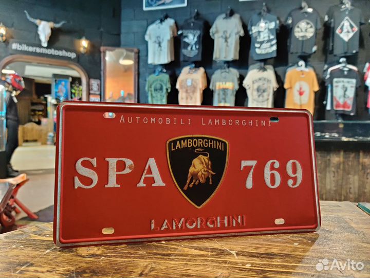 Авто номер сувенирный Lamborghini SPA 769