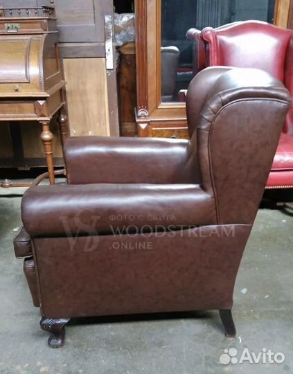 Кожанное кресло. Мягкая мебель. Винтаж. Европа