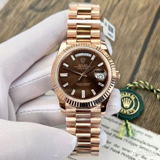 Часы rolex daydate 40mm rosegold chocolade