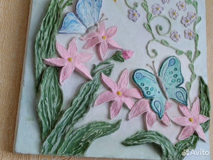 Картина-барельеф, ручная работа скульптурная живоп