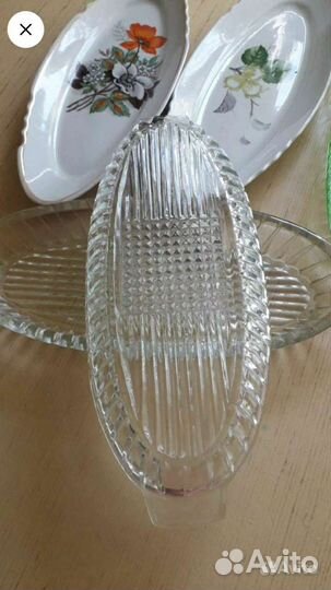 Селедочница ссср,дулево,стекло цветное