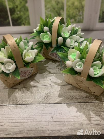 Подснежники в лукошке мыло ручной работы