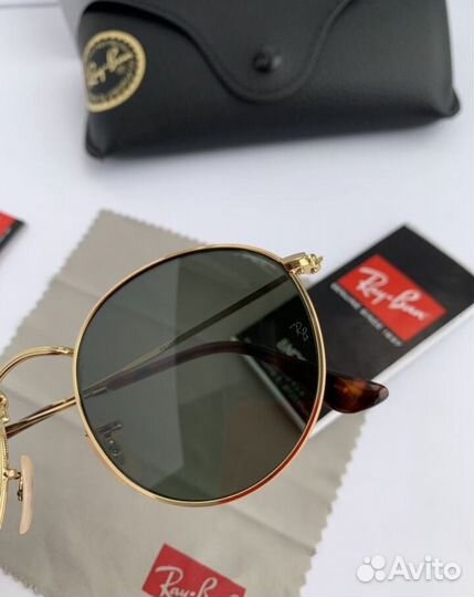 Очки ray ban round metal зеленые