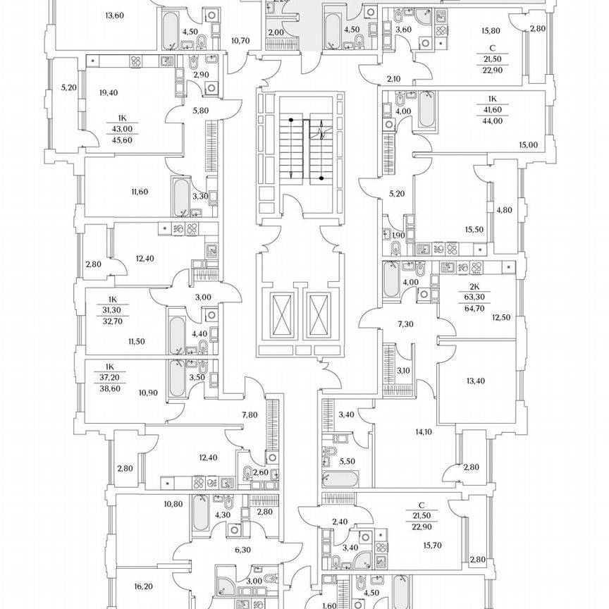 2-к. квартира, 68 м², 3/13 эт.