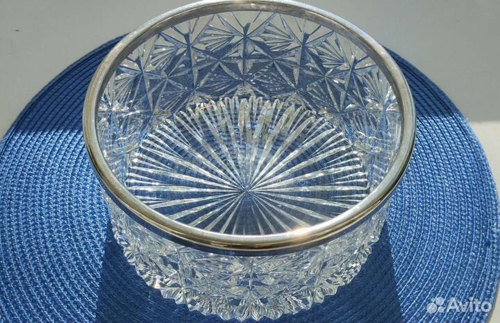 Хрустальная салатница СССР с ободком