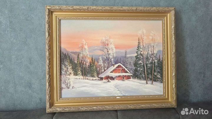 Картина пейзаж зимний (репродукция)
