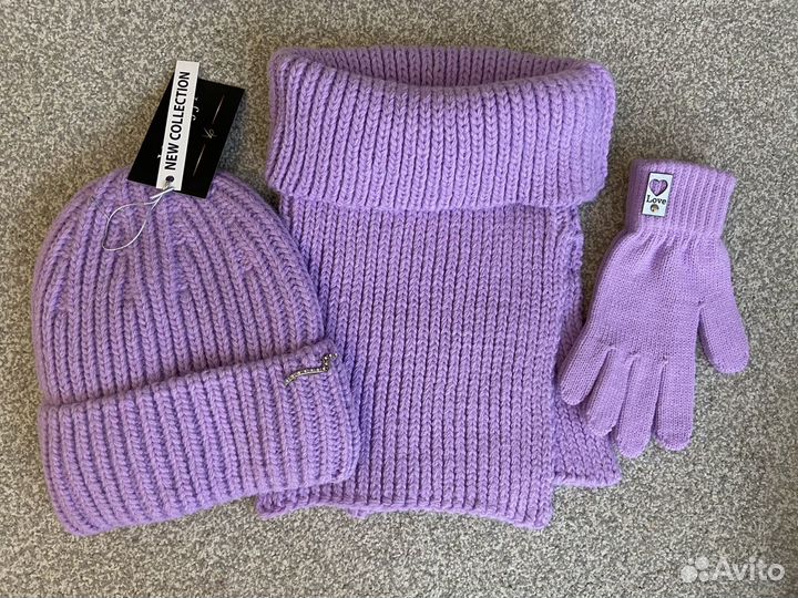 Шапка снуд варежки перчатки