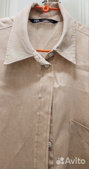 Рубашка лен zara женская