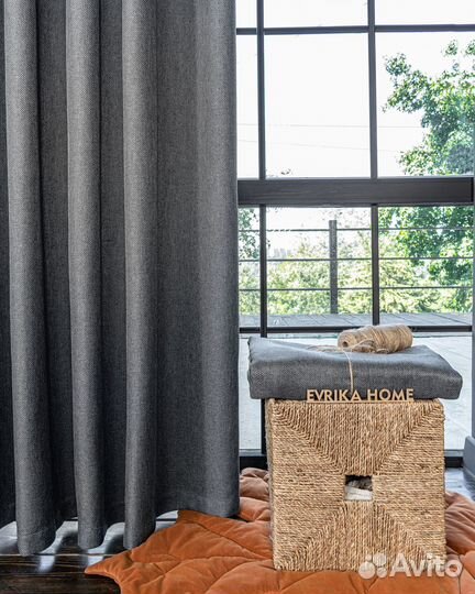 Комплект штор рогожка Орфей Темно-серый