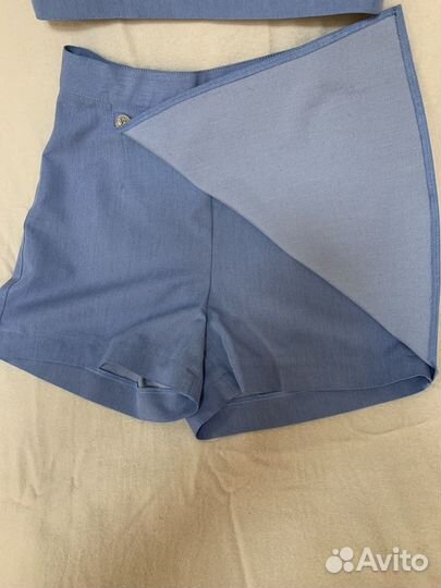 Шорты - юбка с топиком голубого цвета