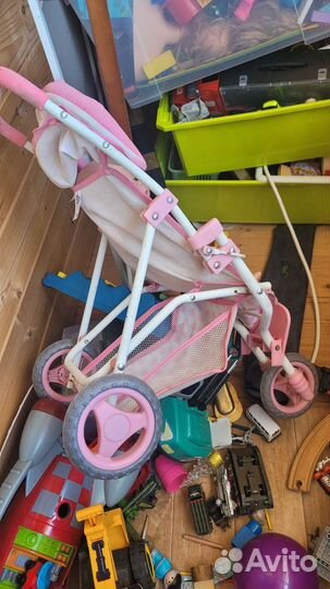 Пупс с коляской, шезлонгом, стульчиком