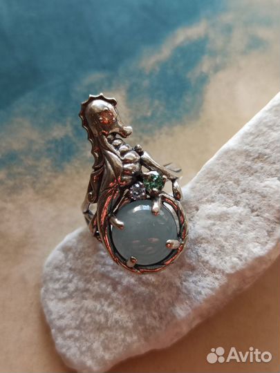 Серебряный комплект с аквамарином 