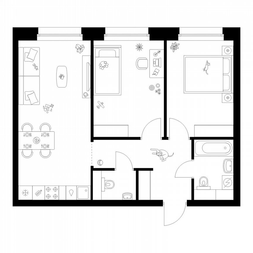 2-к. квартира, 55,9 м², 34/45 эт.