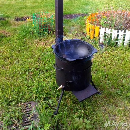 Комплект печь с дымоходом и казан 10л