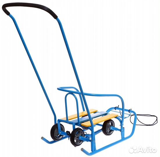 Детские санки с выдвижными колёсами / Ледянка