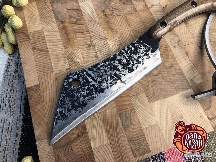 Нож-тяпка 'для рубки с кольцом', Сталь ст45, ручна