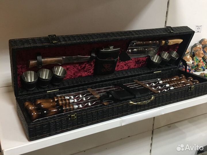 Набор шампуров элитный в коробке кож/зам