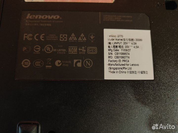 Lenovo ideapad G780 G770 разбор