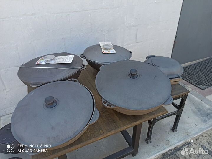 Казан чугунный с чугунной крышкой сковородка